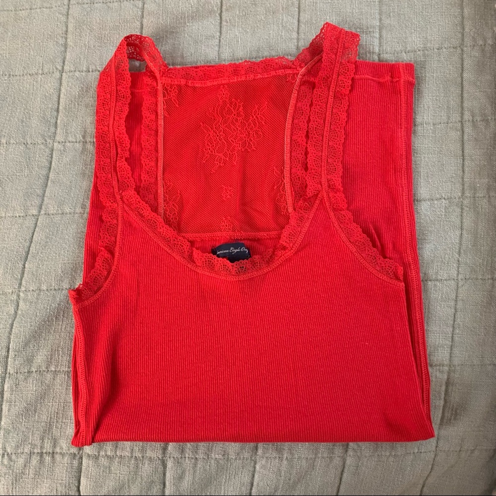American Eagle red lace tank top - size S